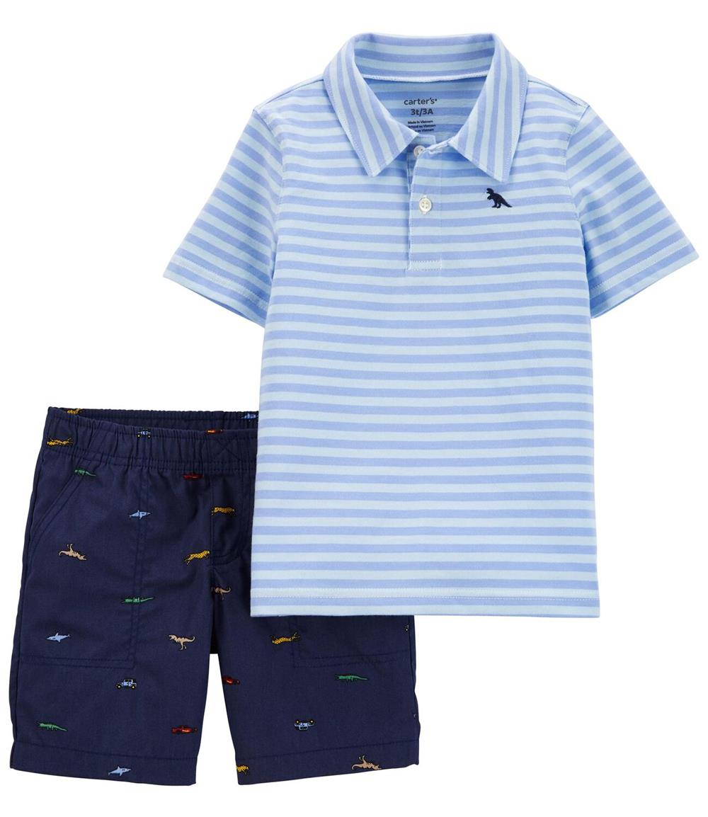 Carters Boys 2T-5T 2-Piece Striped Polo & Short Set