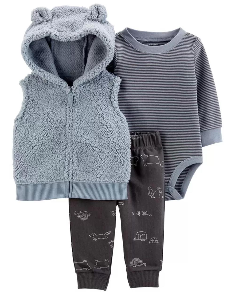 Carters Boys 0-24 Months 3-Piece Sherpa Vest Set