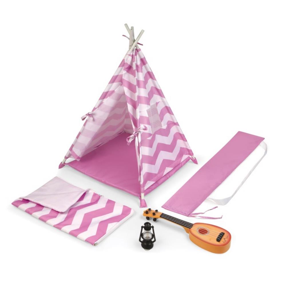 Badger Basket Camping Adventures Doll Tent Set with Accessories – Lavender/White