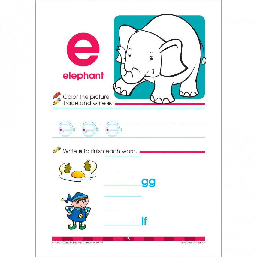 School Zone Lowercase Alphabet Preschool Workbook