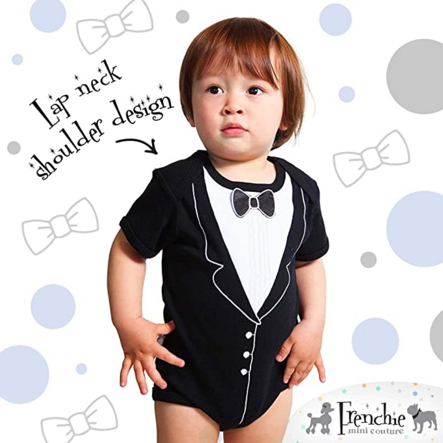 Frenchie Mini Couture Boys 0-24 Months Tuxedo Bodysuit