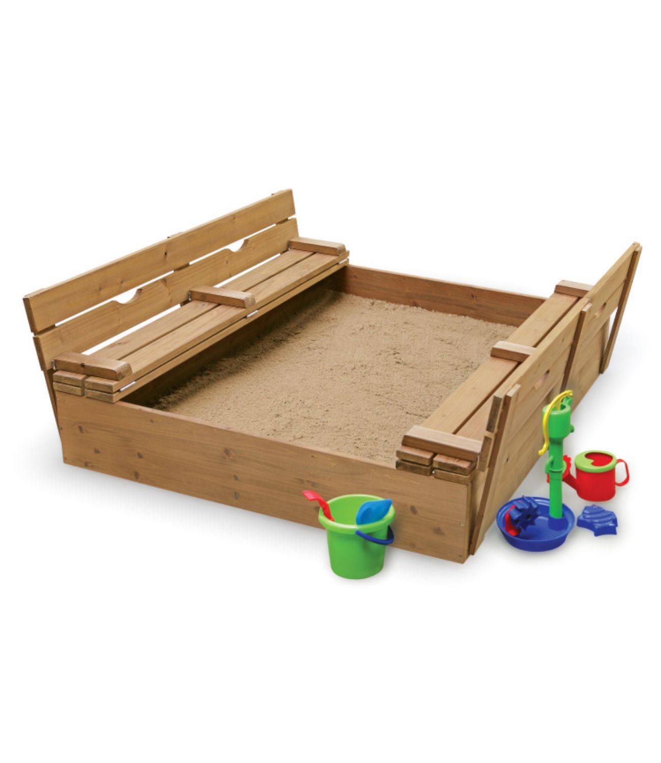 Badger Basket Covered Convertible Cedar Sandbox with Two Bench Seats – Natural