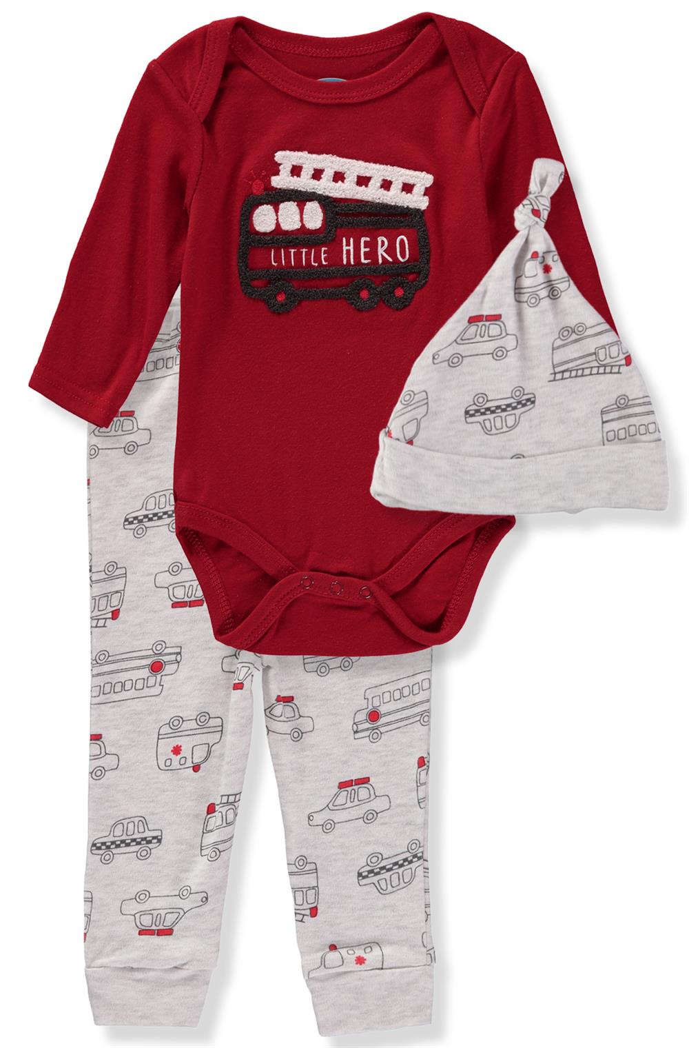 Bon Bebe Baby Boys 0-9 Months Little Hero Bodysuit Pant Set with Hat