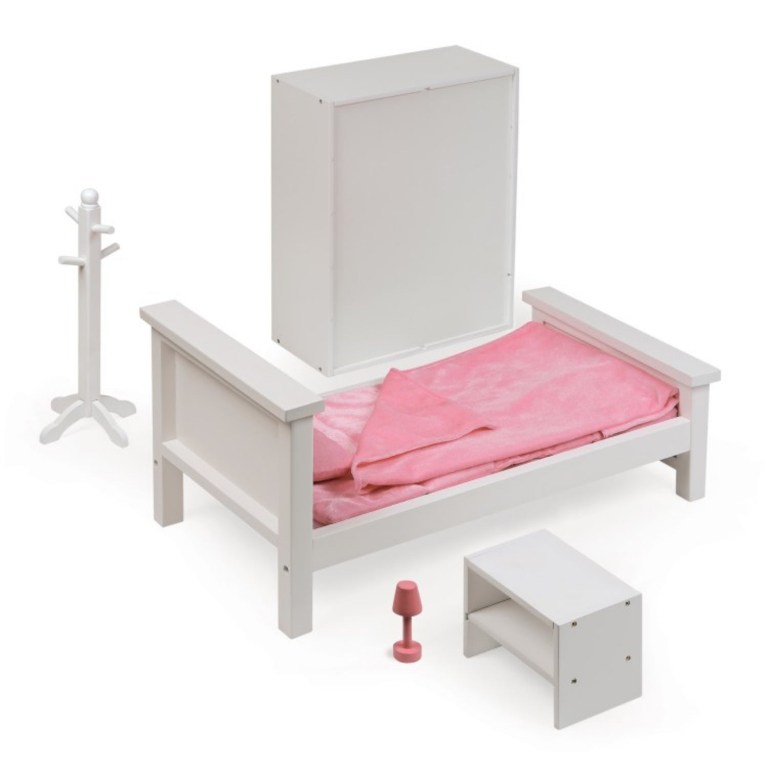 Badger Basket Bedroom Furniture Set for 18 inch Dolls – White/Pink