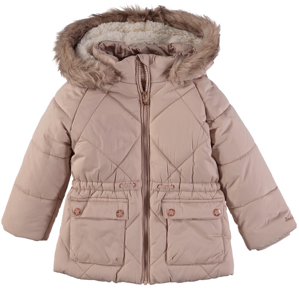 London Fog Girls 2T-4T Quilt Fur Hood Jacket