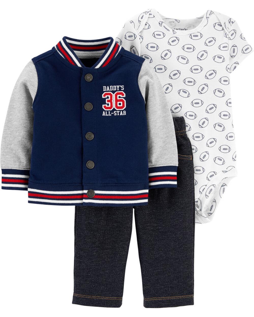 Carters Boys 0-24 Months Varsity 3-Piece Cardigan Set