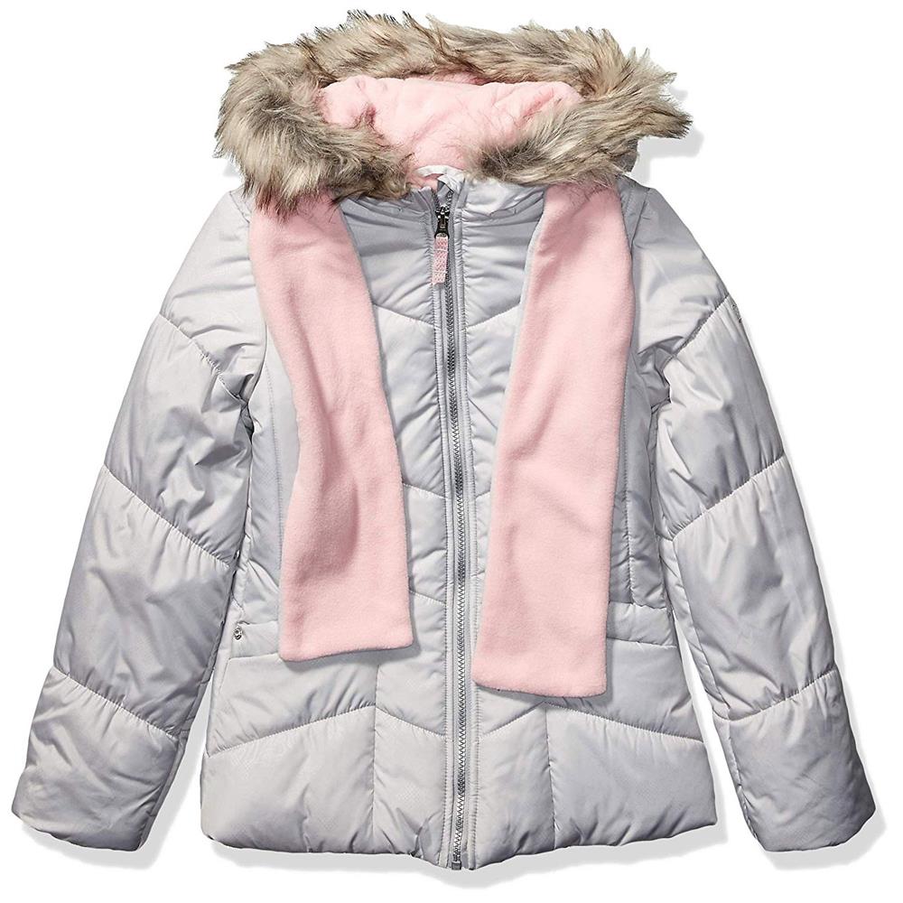 London Fog Girls Puffer Jacket with Scarf