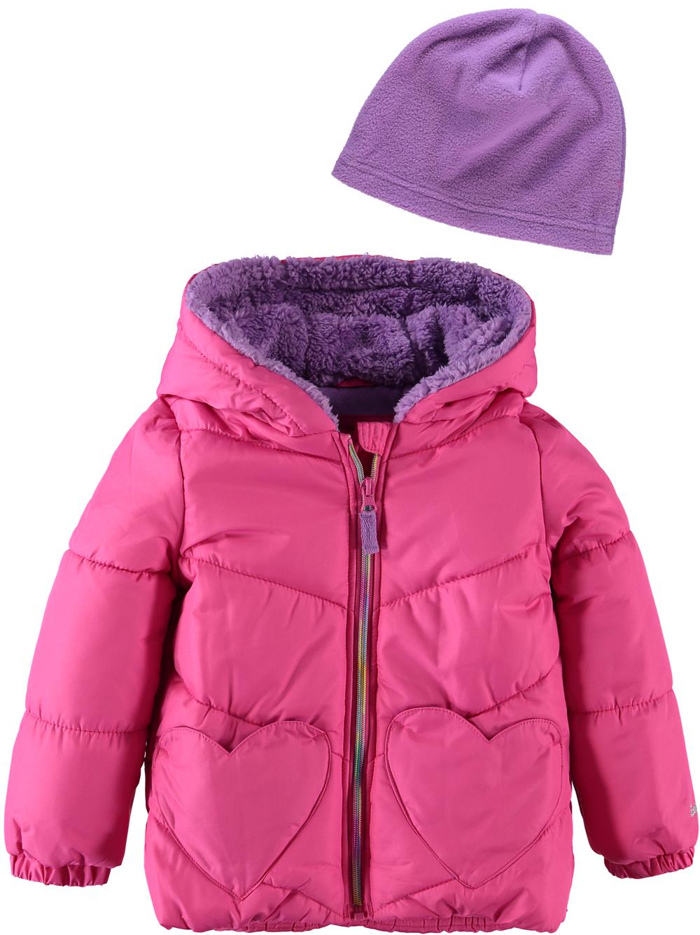 London Fog Girls 2T-4T Rainbow Heart Puffer Jacket