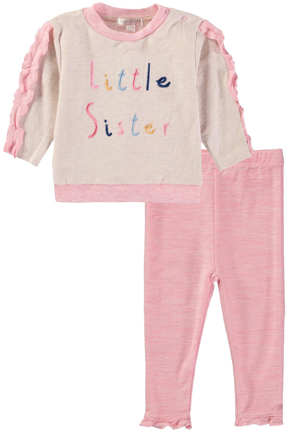 Always Loved Girls 0-9 Months 2-Piece Ruffle Sister Pant Set