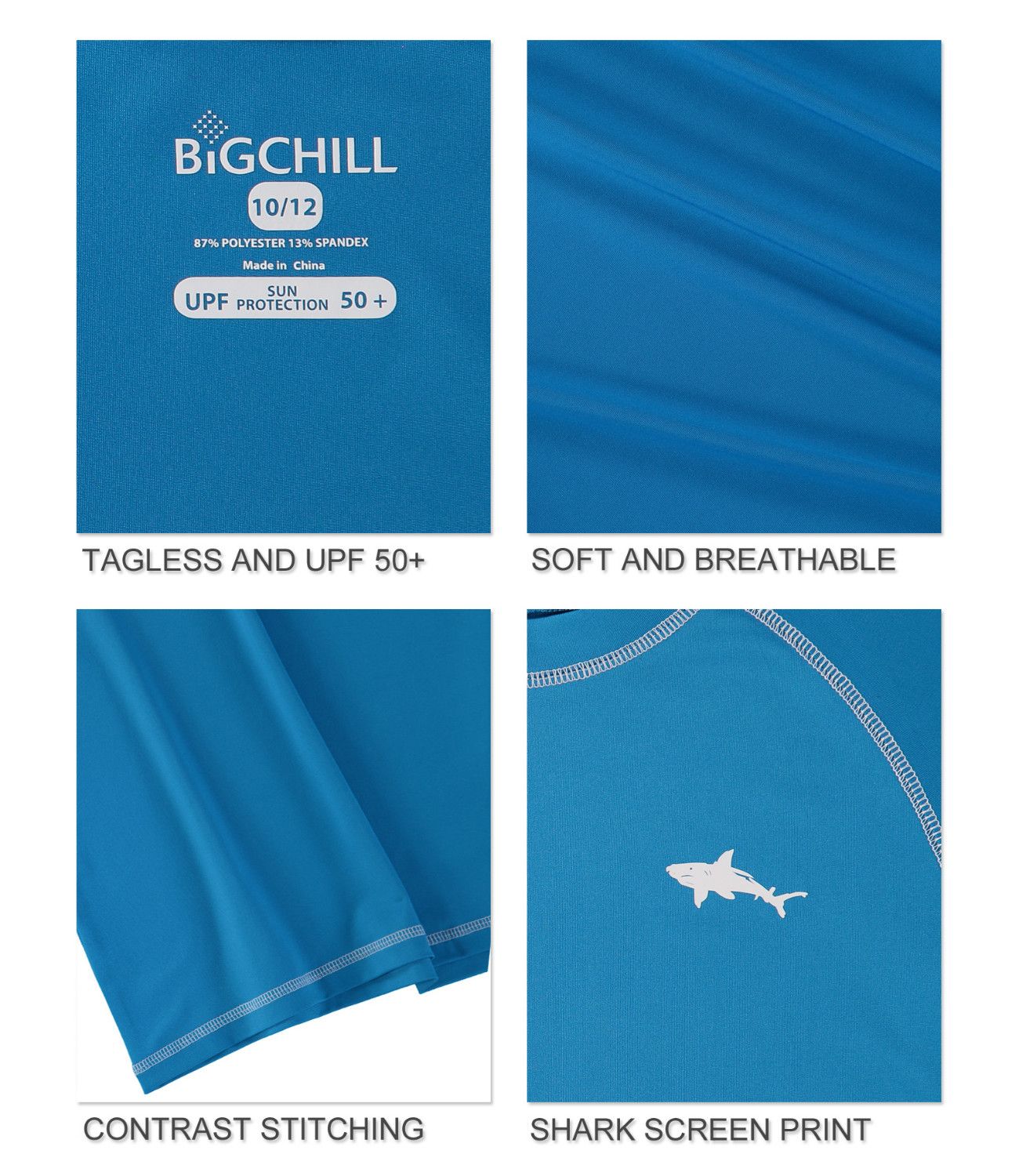 Big Chill Boys 2T-4T Shark Rash Guard Short Sleeve