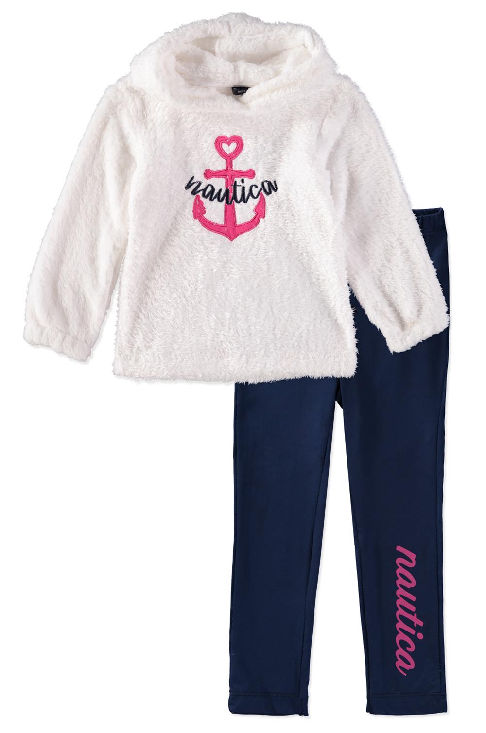 Nautica Girls 2T-4T Faux Fur Anchor Hooded Legging Set