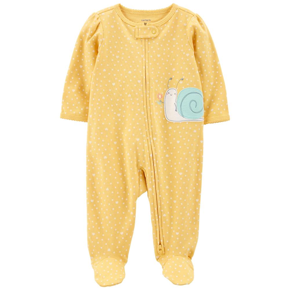 Carters Girls 0-9 Months Snail 2-Way Zip Cotton Sleep & Play