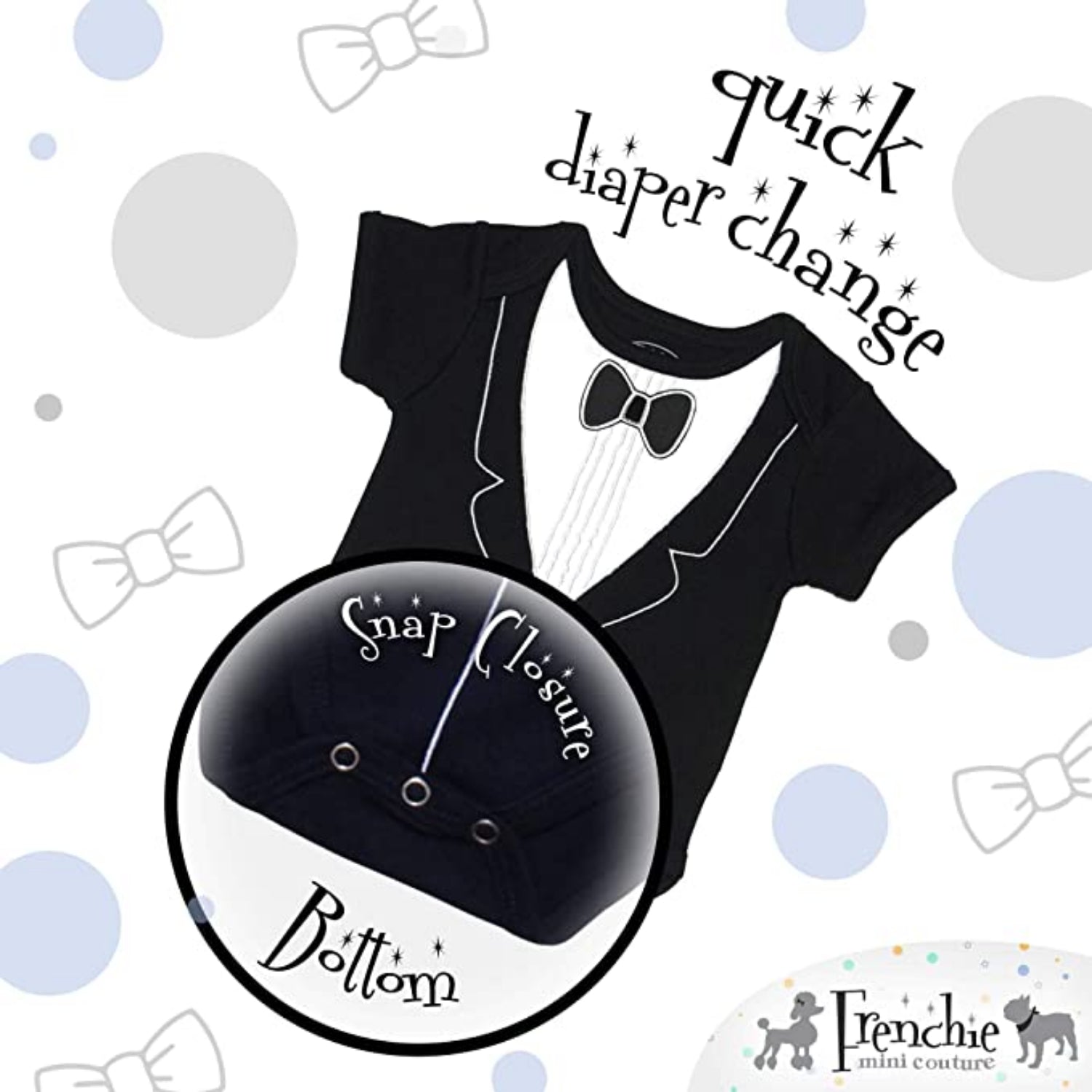 Frenchie Mini Couture Boys 0-24 Months Tuxedo Bodysuit