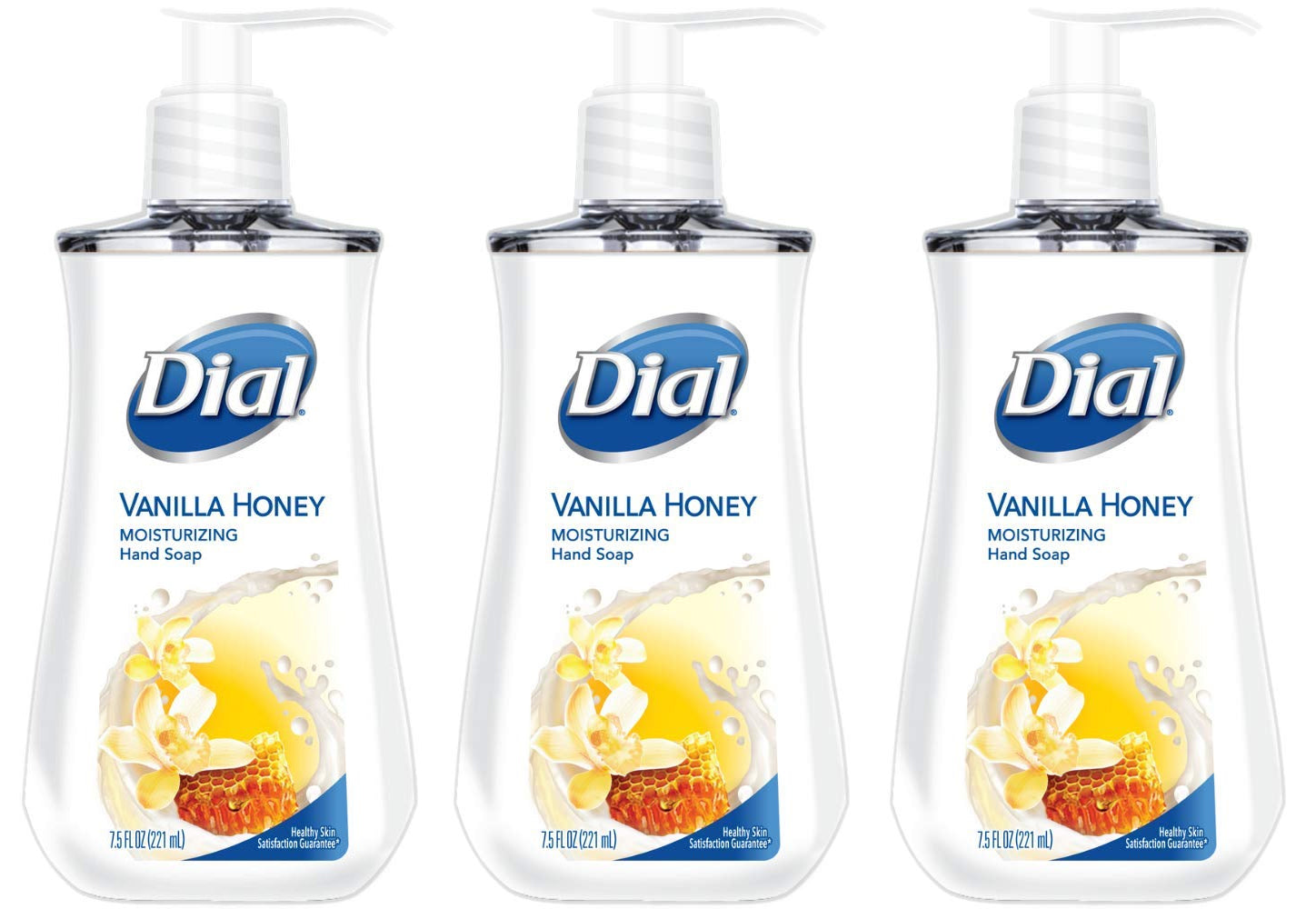 Dial Liquid Hand Soap, Vanilla Honey 7.50 oz (Pack of 6)