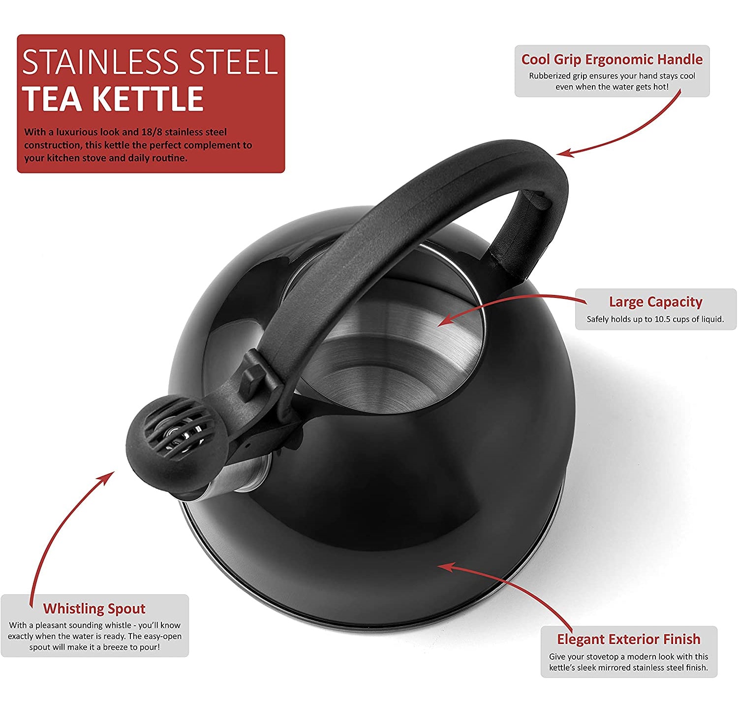 Diamond Home 2.5 Liter Whistling Tea Kettle