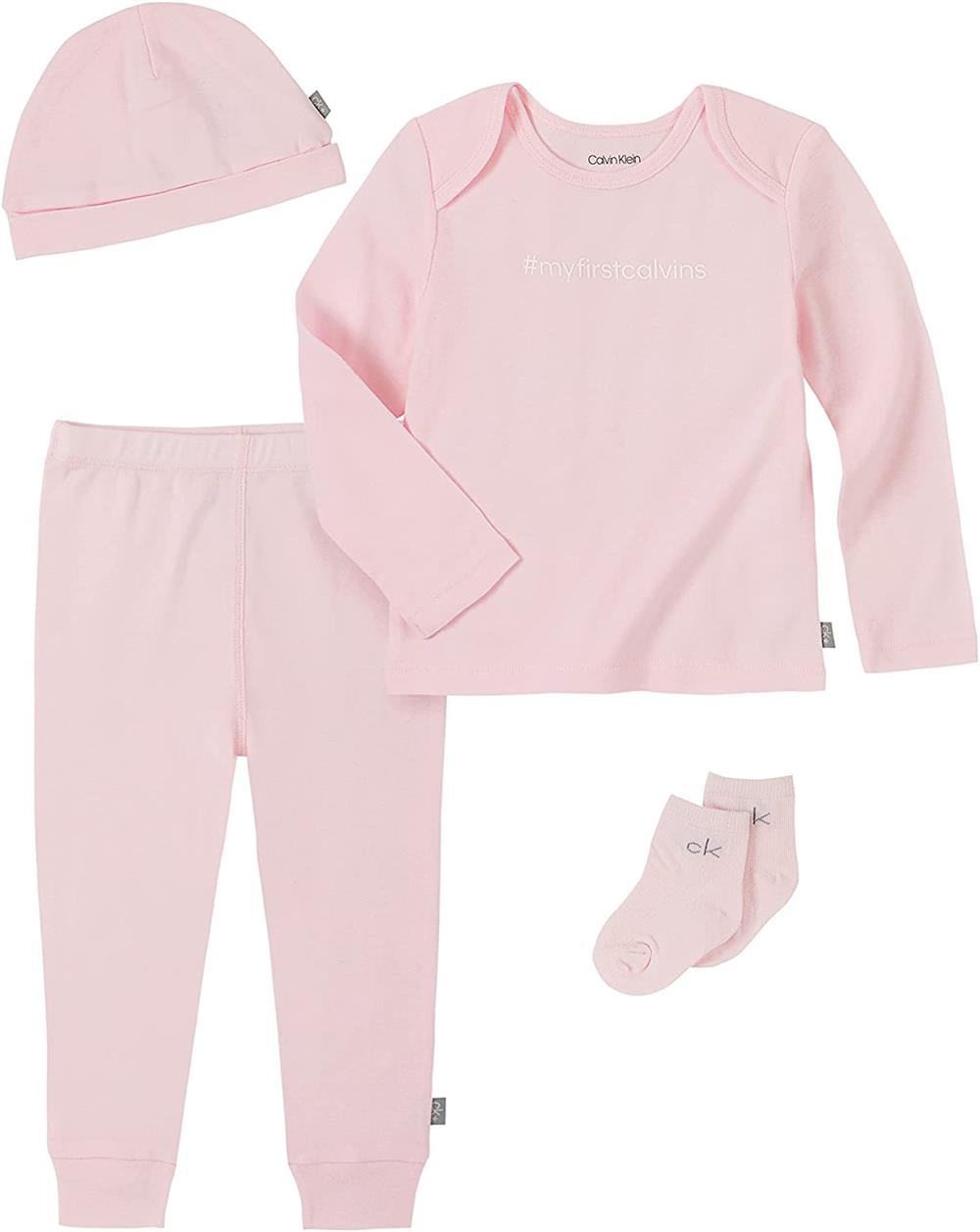 Calvin Klein Girls 0-9 Months 4-Piece Bodysuit Pant Set