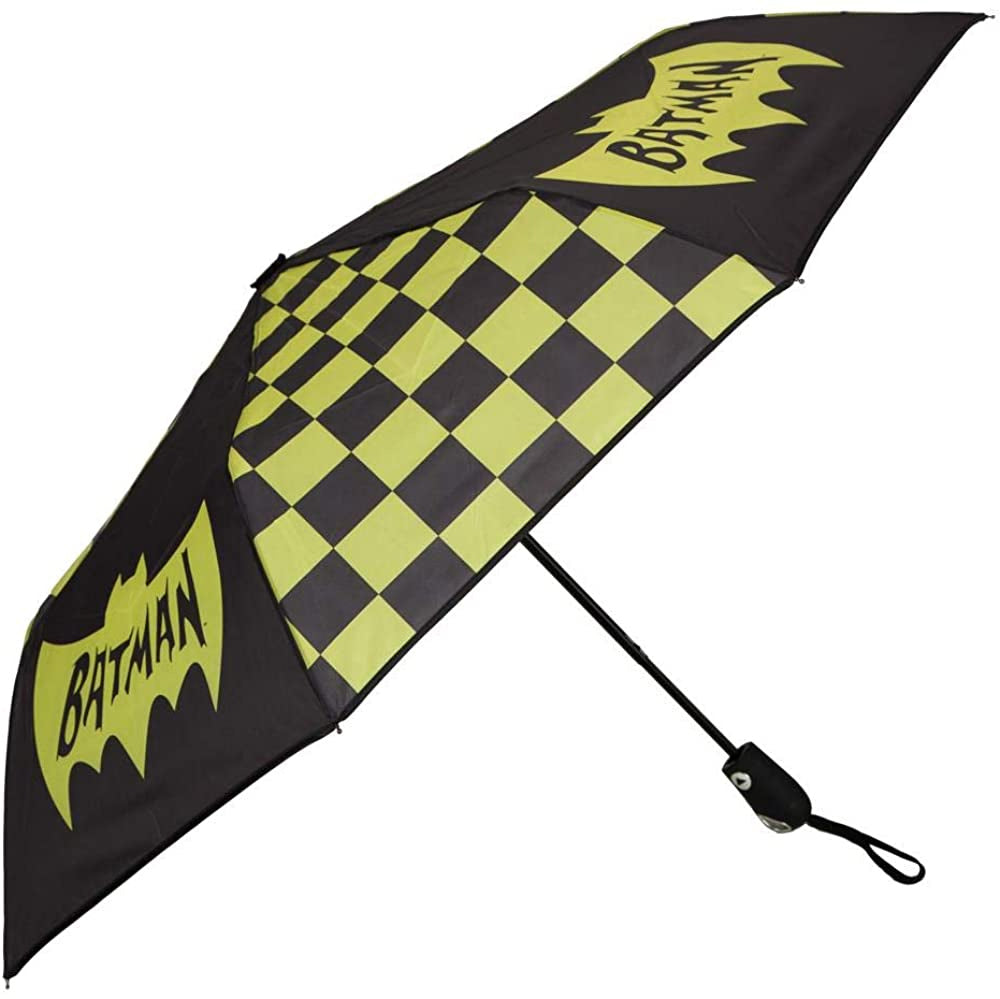 DC Batman Classic Logo and Checkered Panel 42 Auto-Open Umbrella