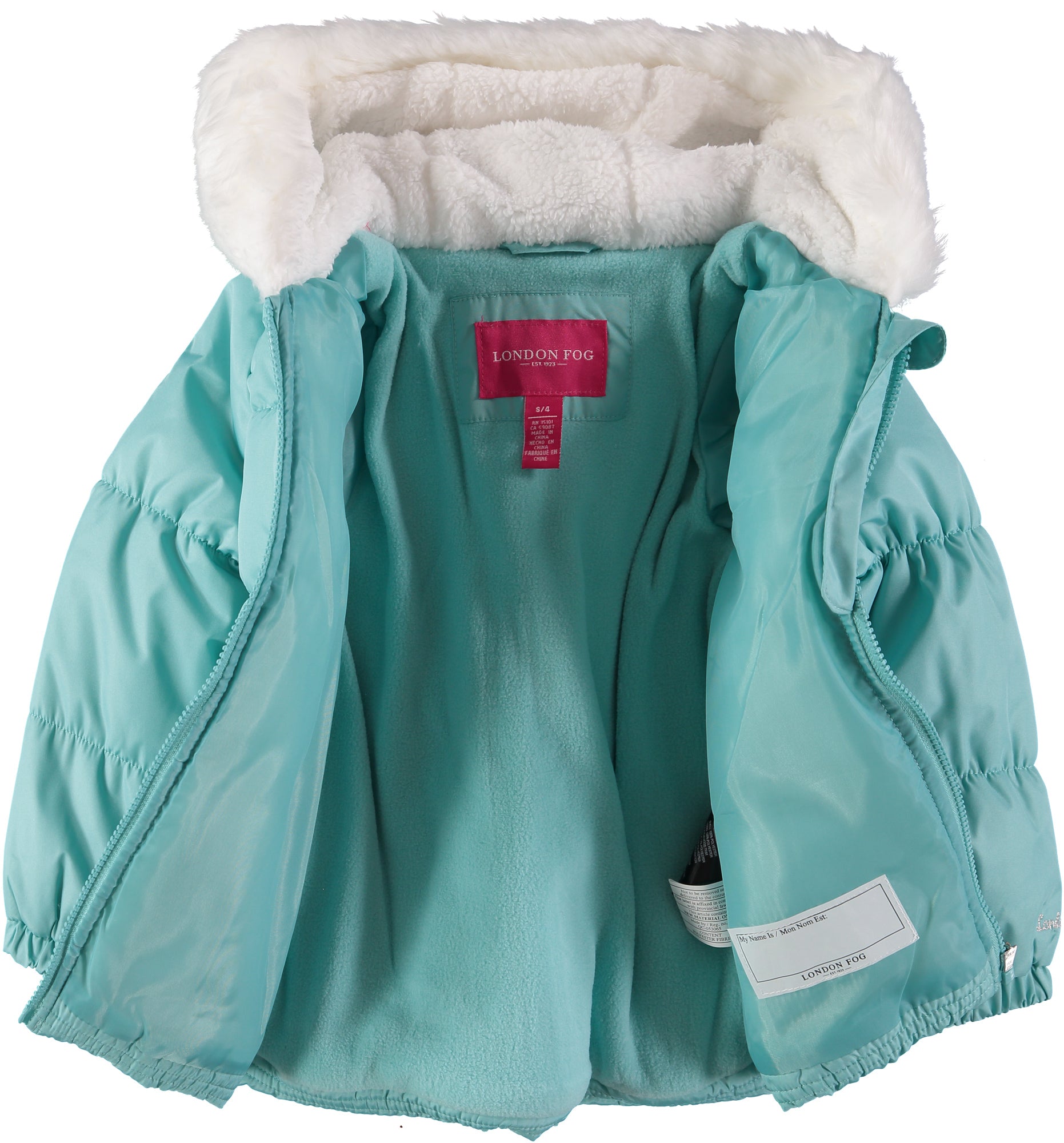 London Fog Girls 4-6X Butterfly Bubble Jacket with Hat