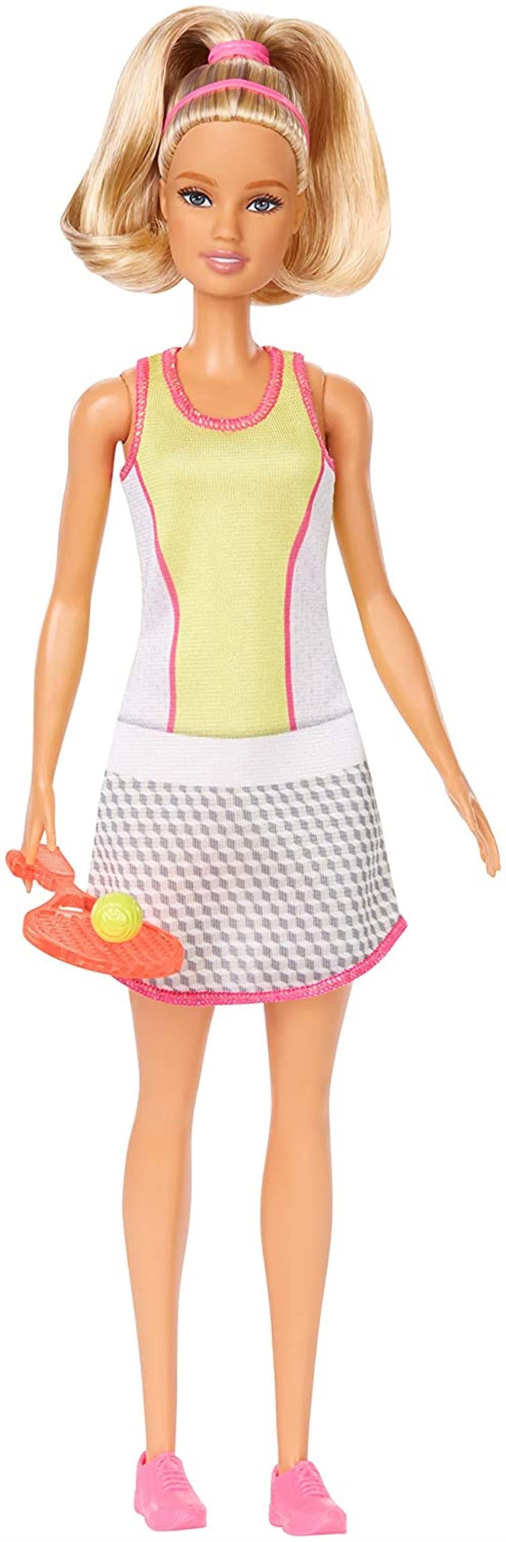 Barbie Tennis Player Doll with Tennis Outfit, Racket and Ball