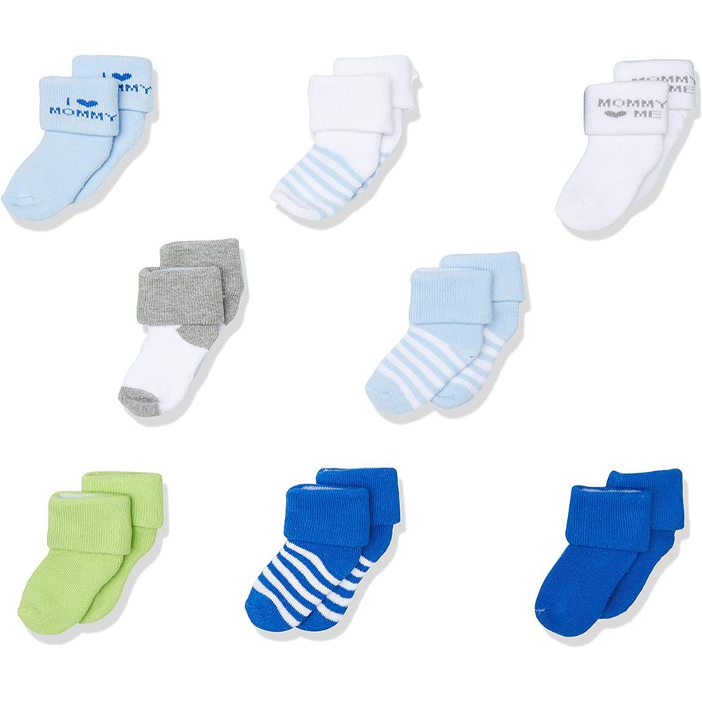 Luvable Friends Newborn Baby Boys 8 Pack Cotton Terry Socks