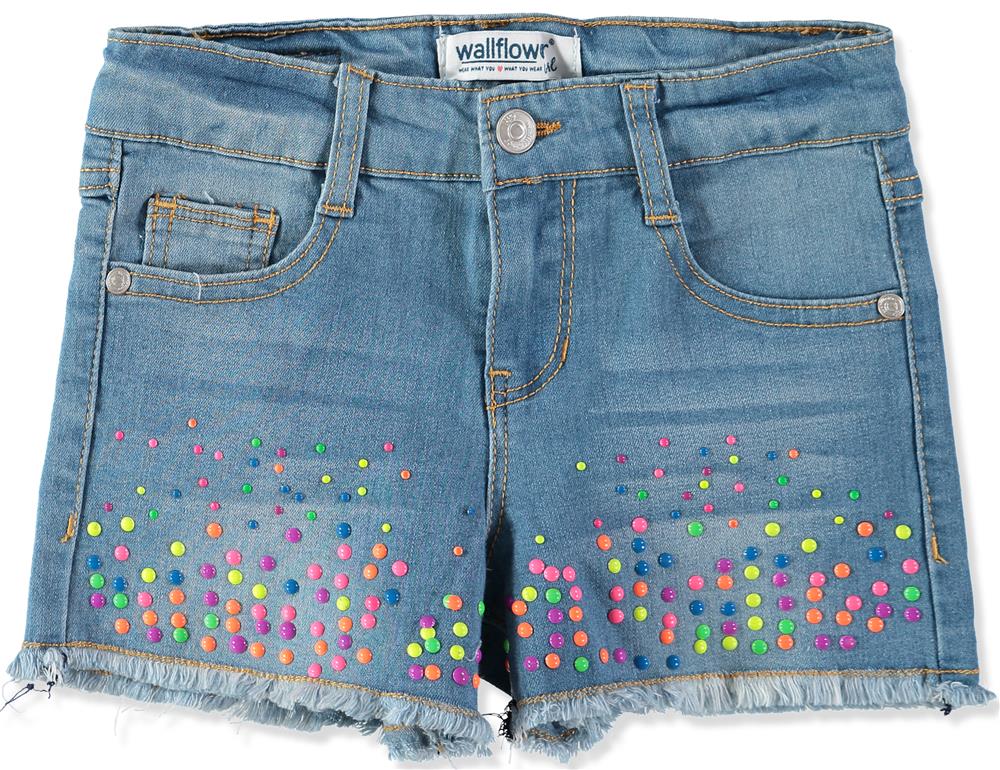 WallFlower Girls Candy Dot Denim Short