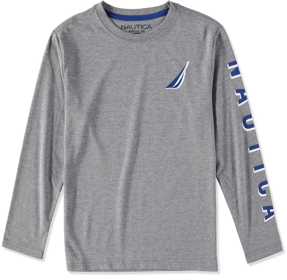 Nautica Boys 8-20 Long Sleeve Stack Logo T-Shirt