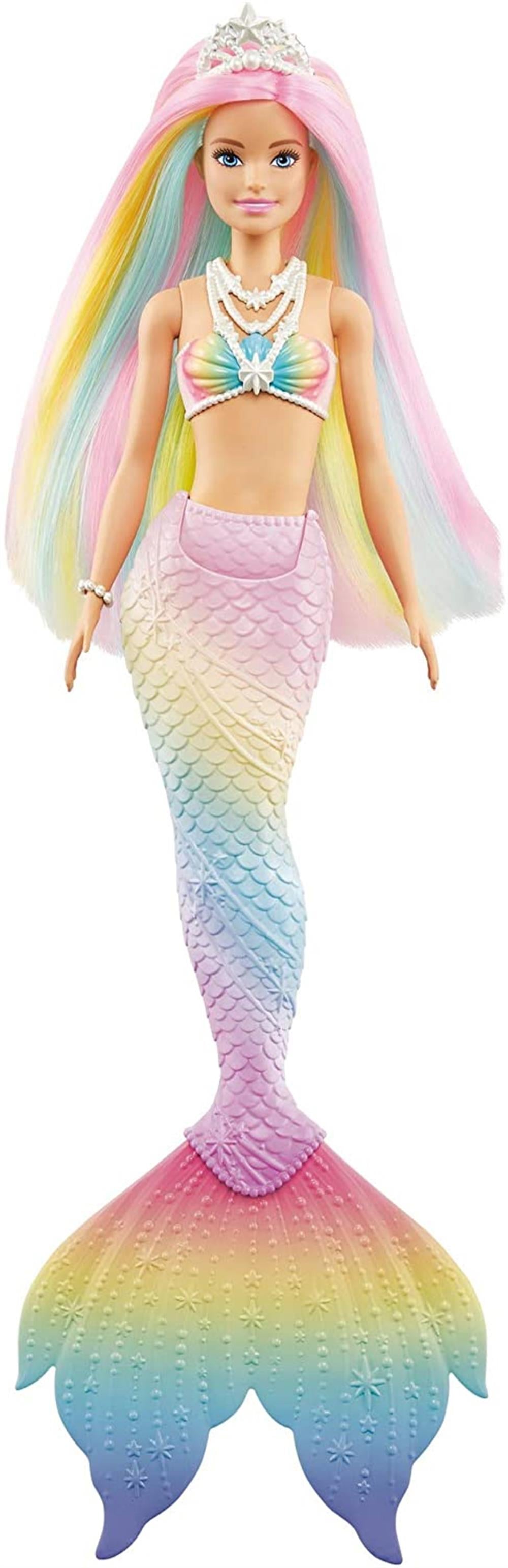 Barbie Dreamtopia Rainbow Magic Mermaid Doll with Rainbow Hair and Water-Activated Color Change Feature