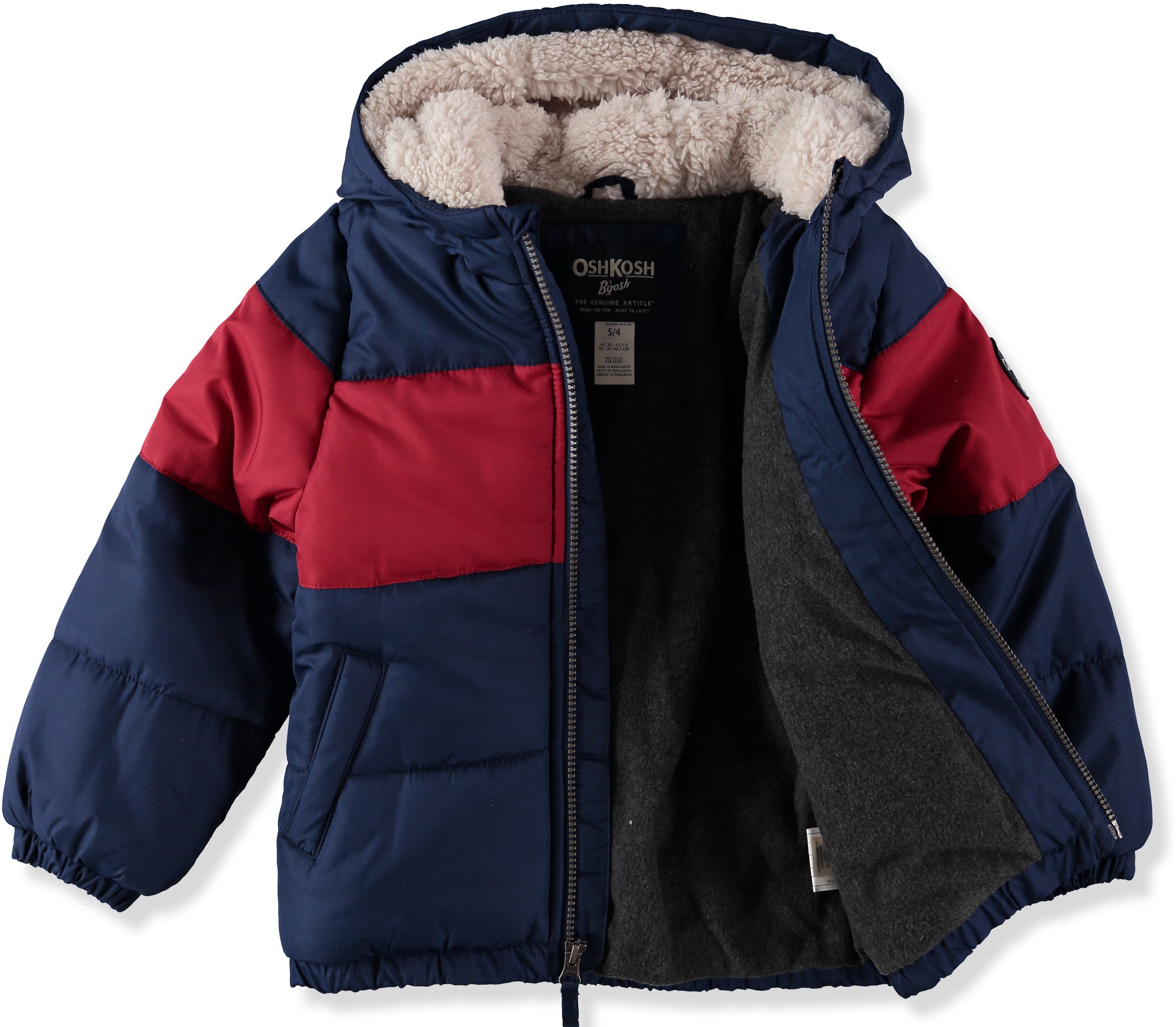 Osh Kosh Boys 2T-4T Chest Stripe Puffer Jacket