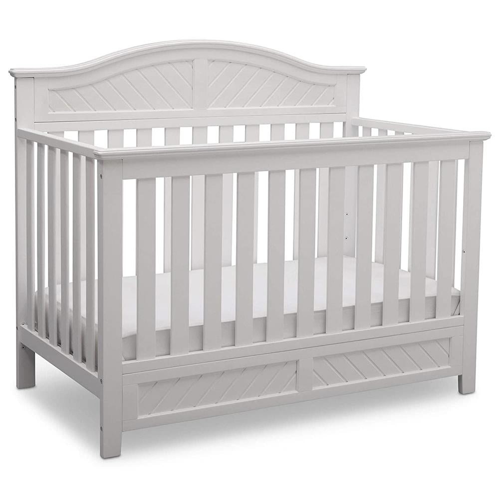 Delta Childrens Products Bennington Elite Curved 4-in-1 Convertible Crib, Bianca White