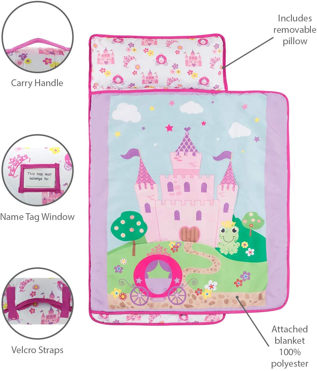 Everyday Kids Princess Storyland Toddler Nap Mat with Pillow