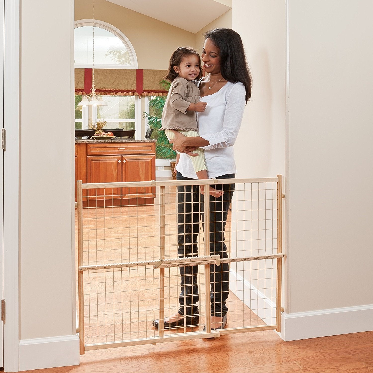 Evenflo Position and Lock Wide Doorway Gate, Tan