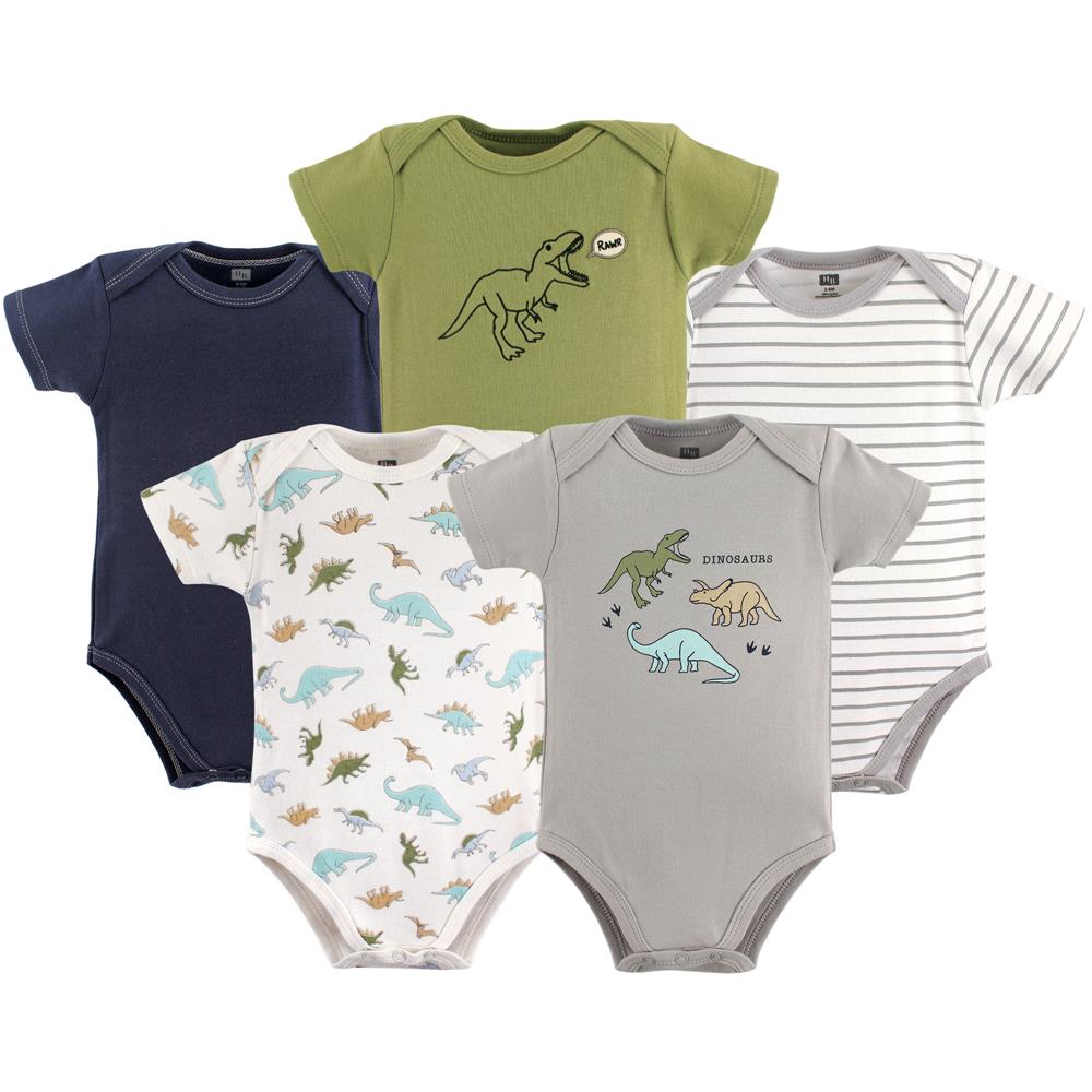 Hudson Baby Boy Newborn & Infant 5 Pack Cotton Bodysuits