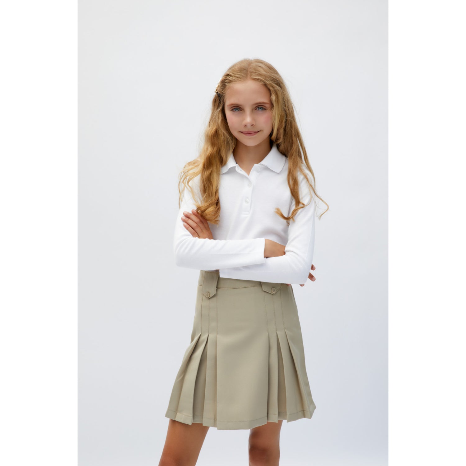 French Toast Girls 7-20 Front Pleated Skirt With Tabs