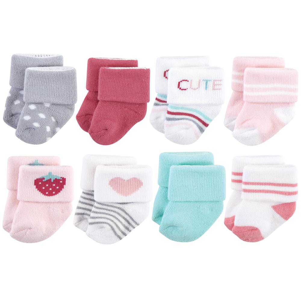 Hudson Baby Newborn Baby Girl 8 Pack Socks