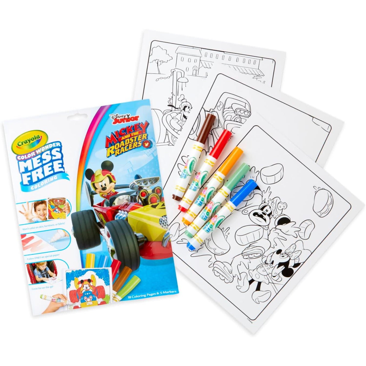 Crayola Mess Free Mickey Mouse Roadster Racers Color Wonder Pad and Markers