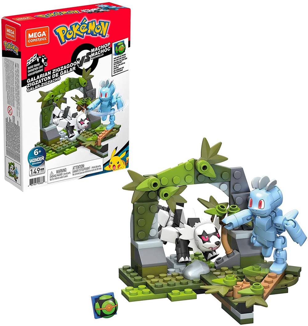 Mattel Pokemon Machop Vs. Galarian Zigzagoon Construction Set