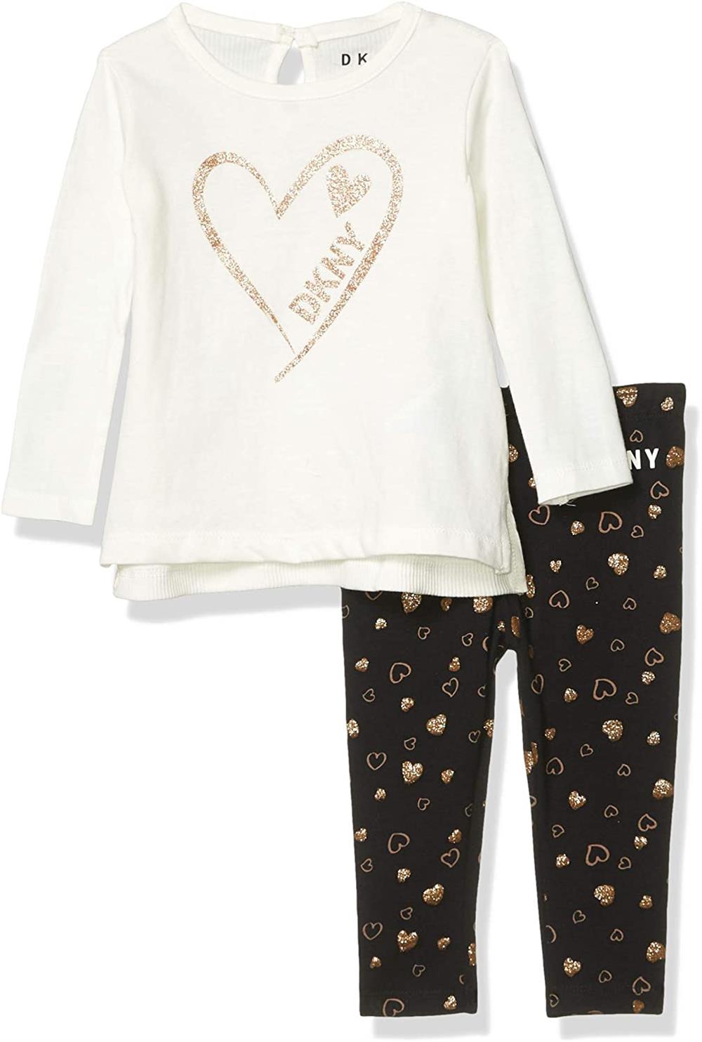 DKNY Girls 12-24 Months Glitter Heart Legging Set