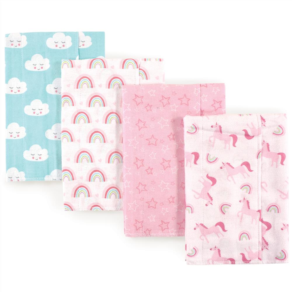 Luvable Friends 4 Pack Baby Cotton Flannel Burp Cloths