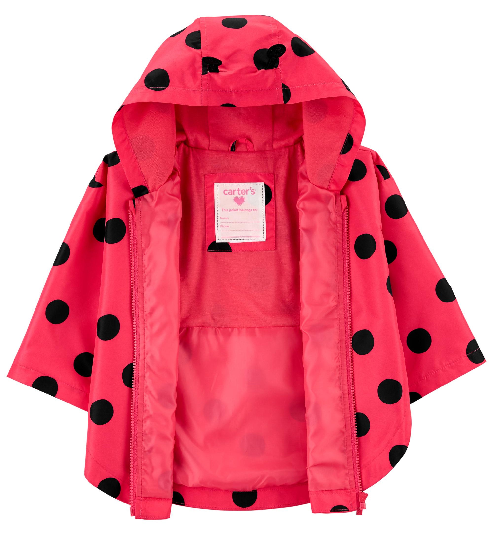 Carters Girls 4-6X Ladybug Rain Slicker