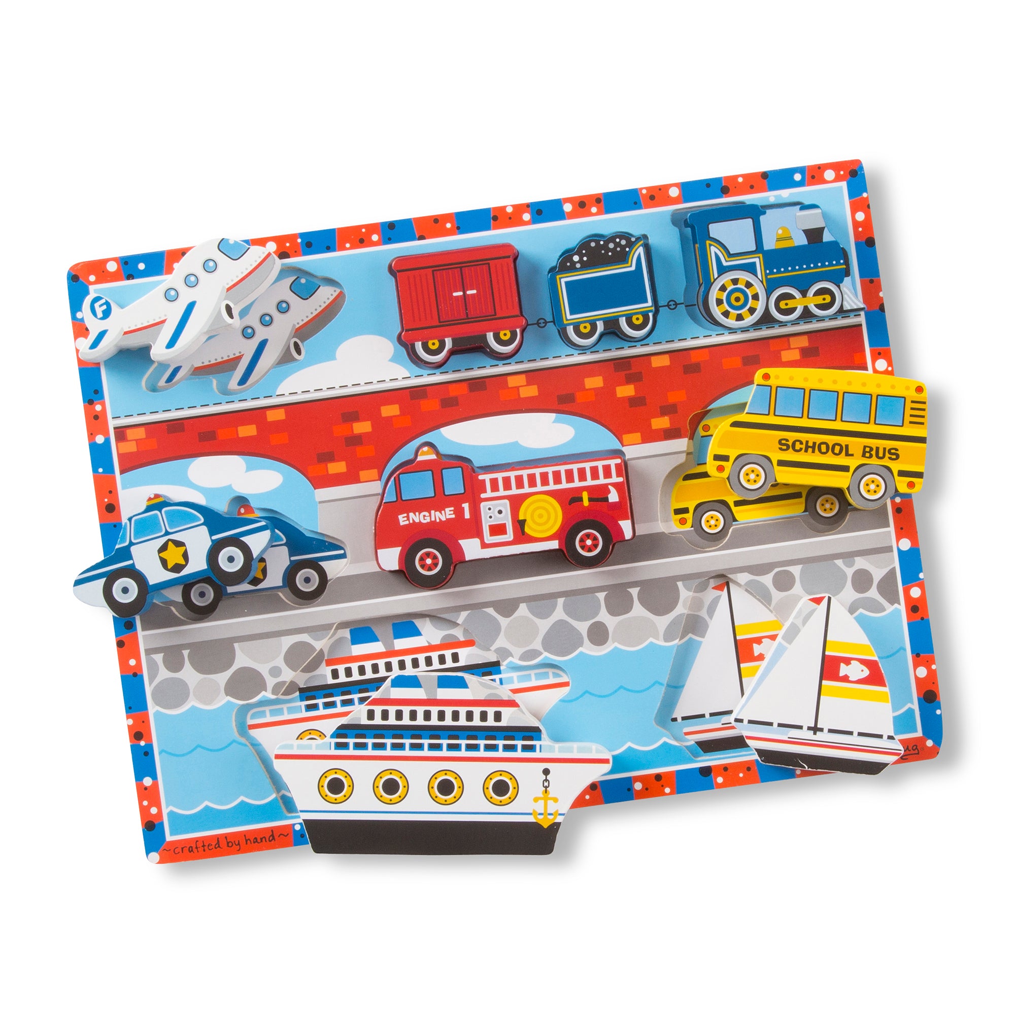 Melissa and Doug Little Boys' Vehicles Chunky Puzzle - 9 Pieces