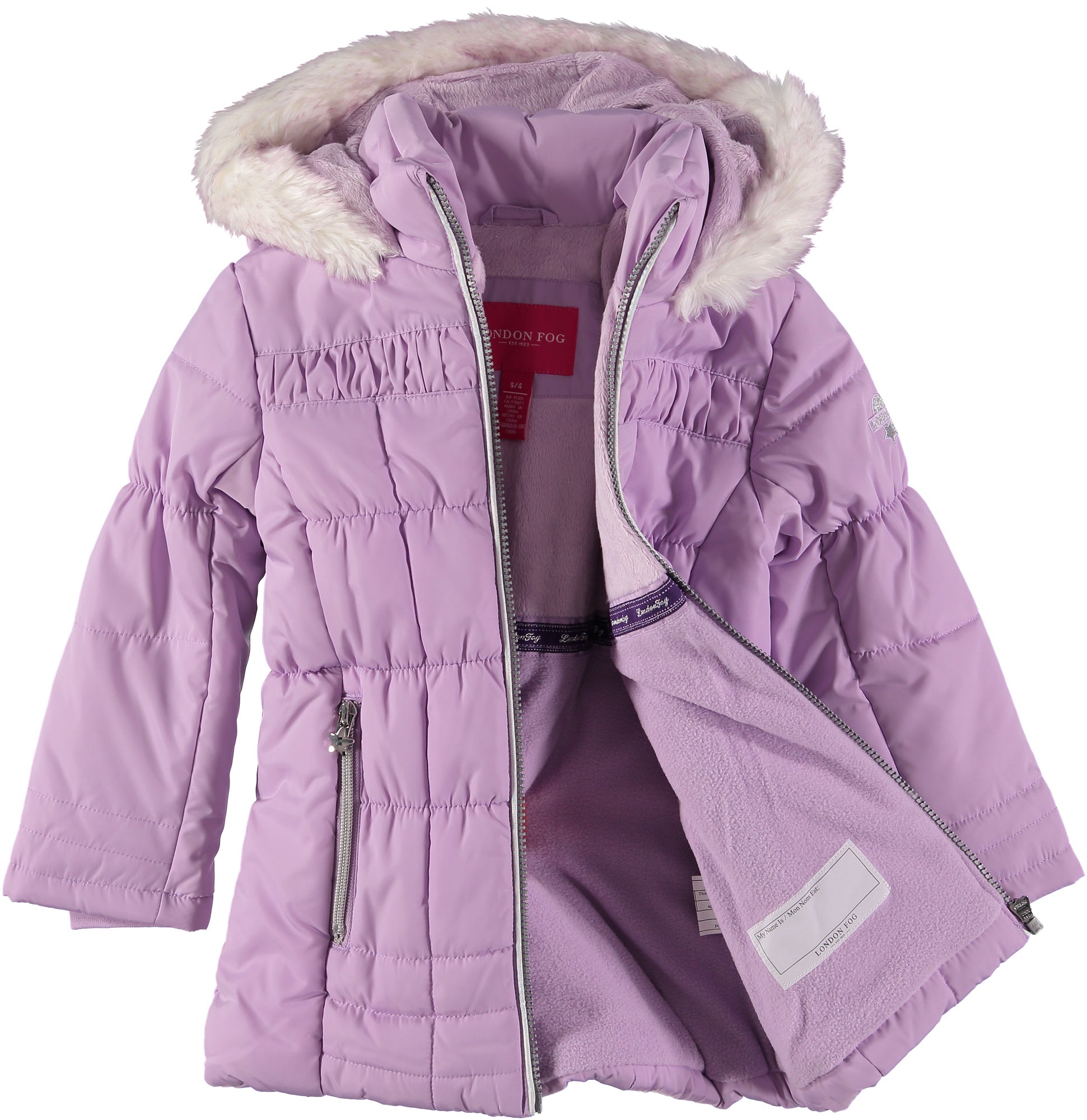 London Fog Girls 4-6X Fur Sparkle Parka Jacket