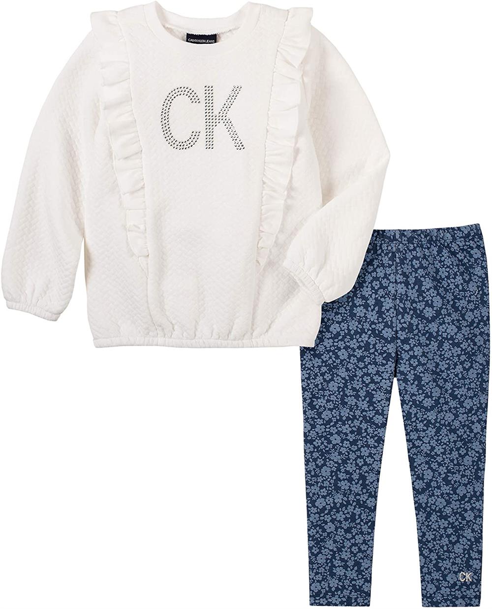 Calvin Klein Girls 4-6X Floral Ruffle Legging Set