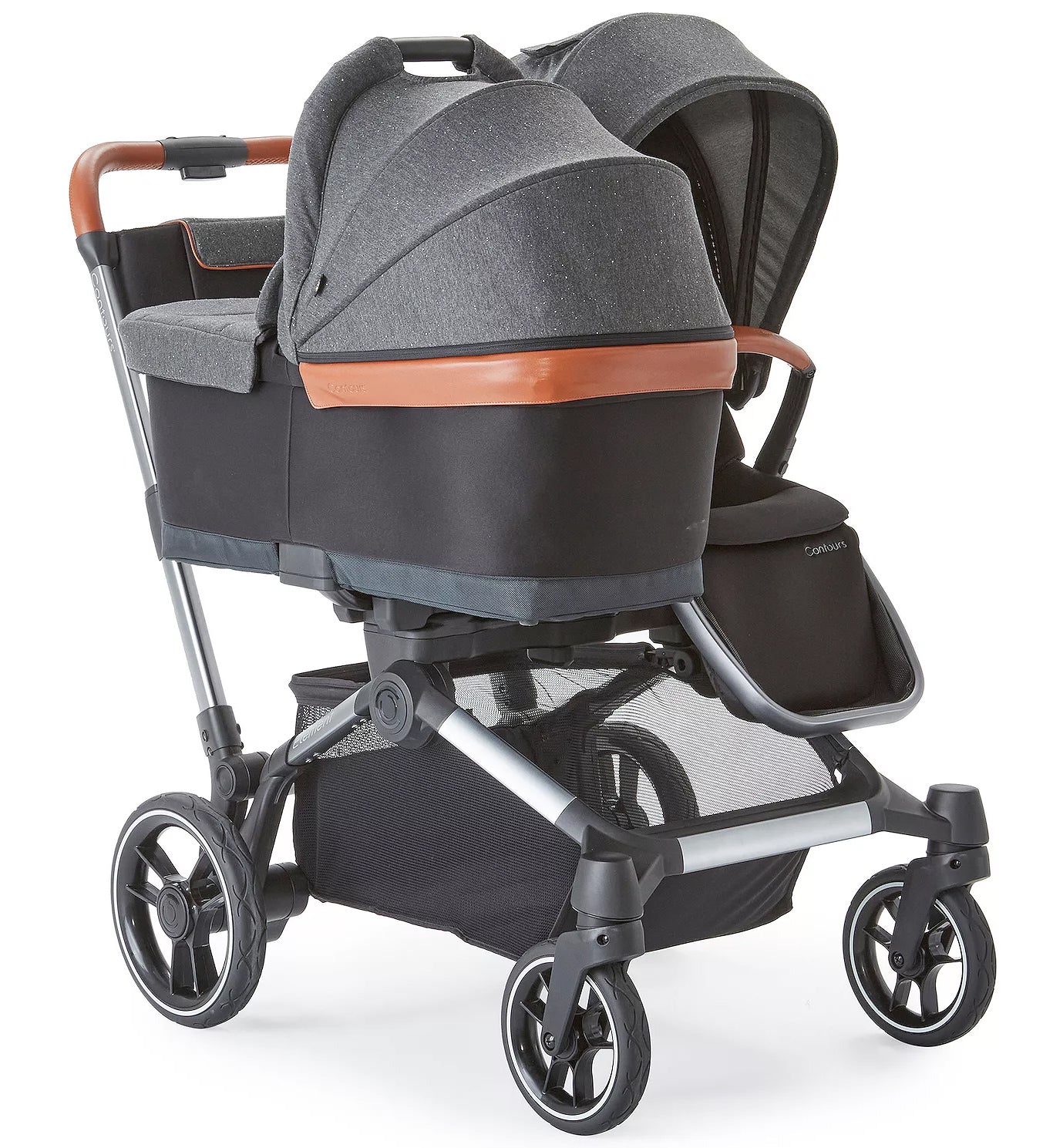 Contours Element Side-by-Side Single-to-Double Stroller, Storm Grey