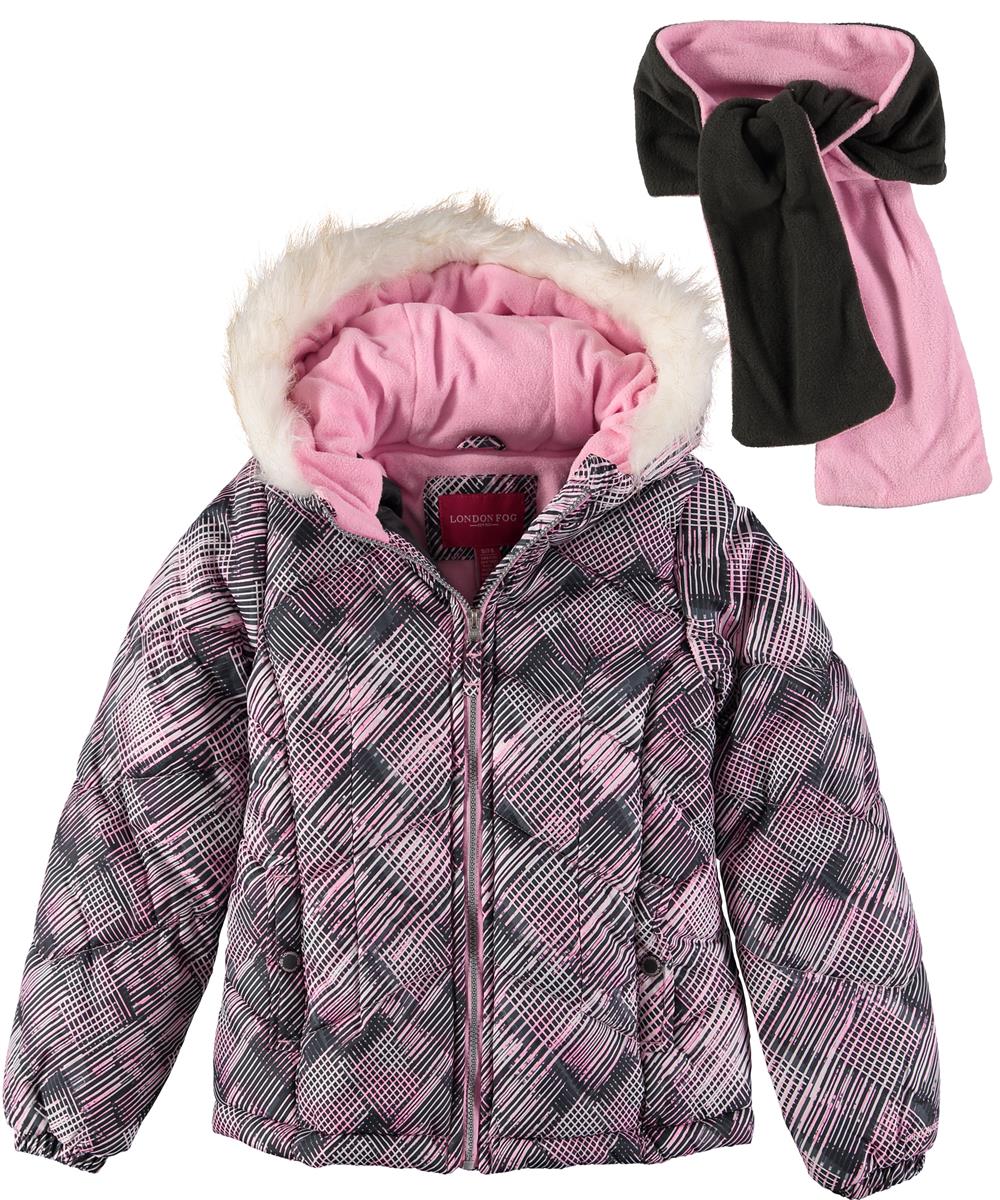 London Fog Girls 7-16 Bubble Jacket Scarf Set