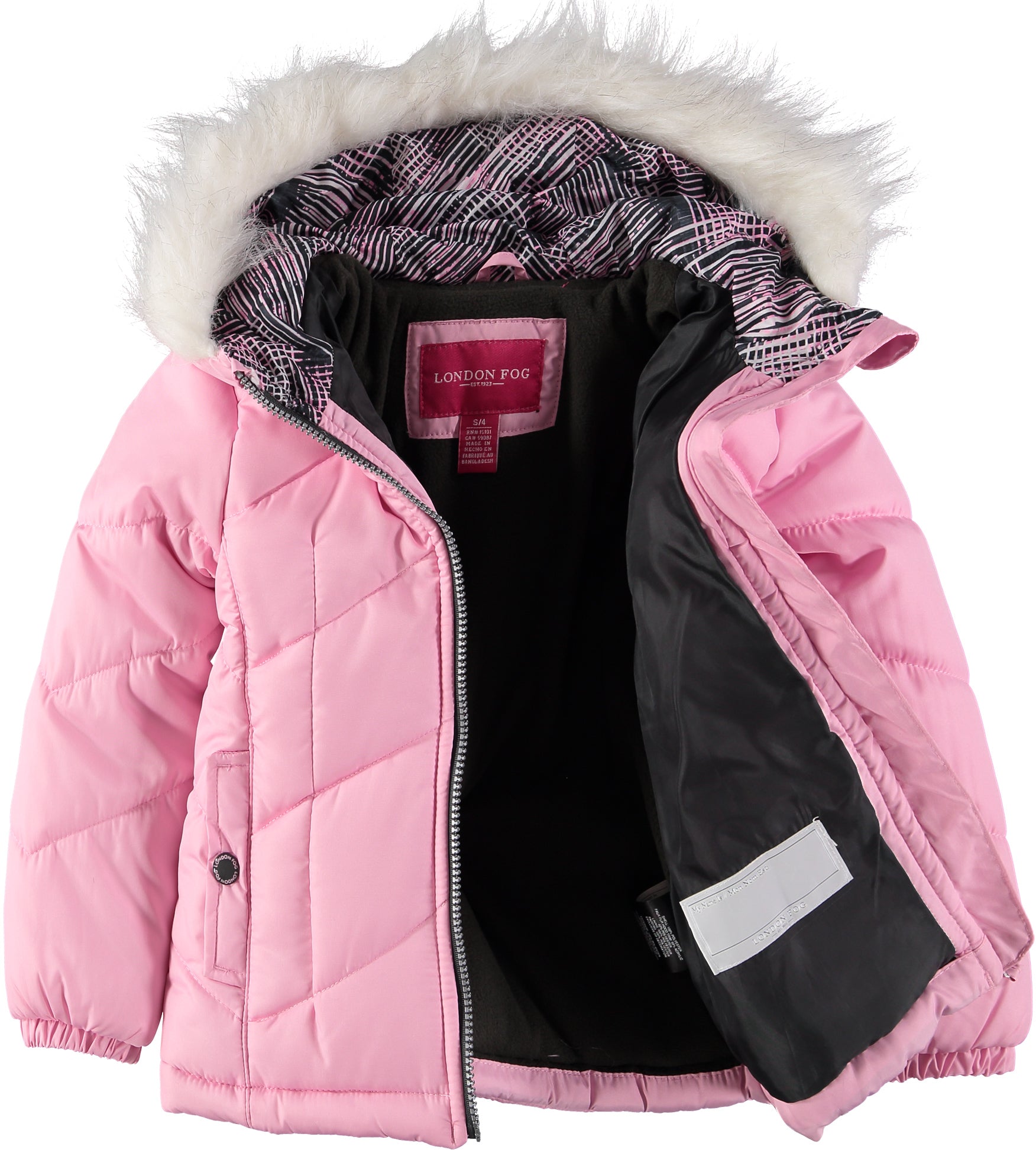 London Fog Girls 7-16 Chevron Bubble Jacket Scarf Set