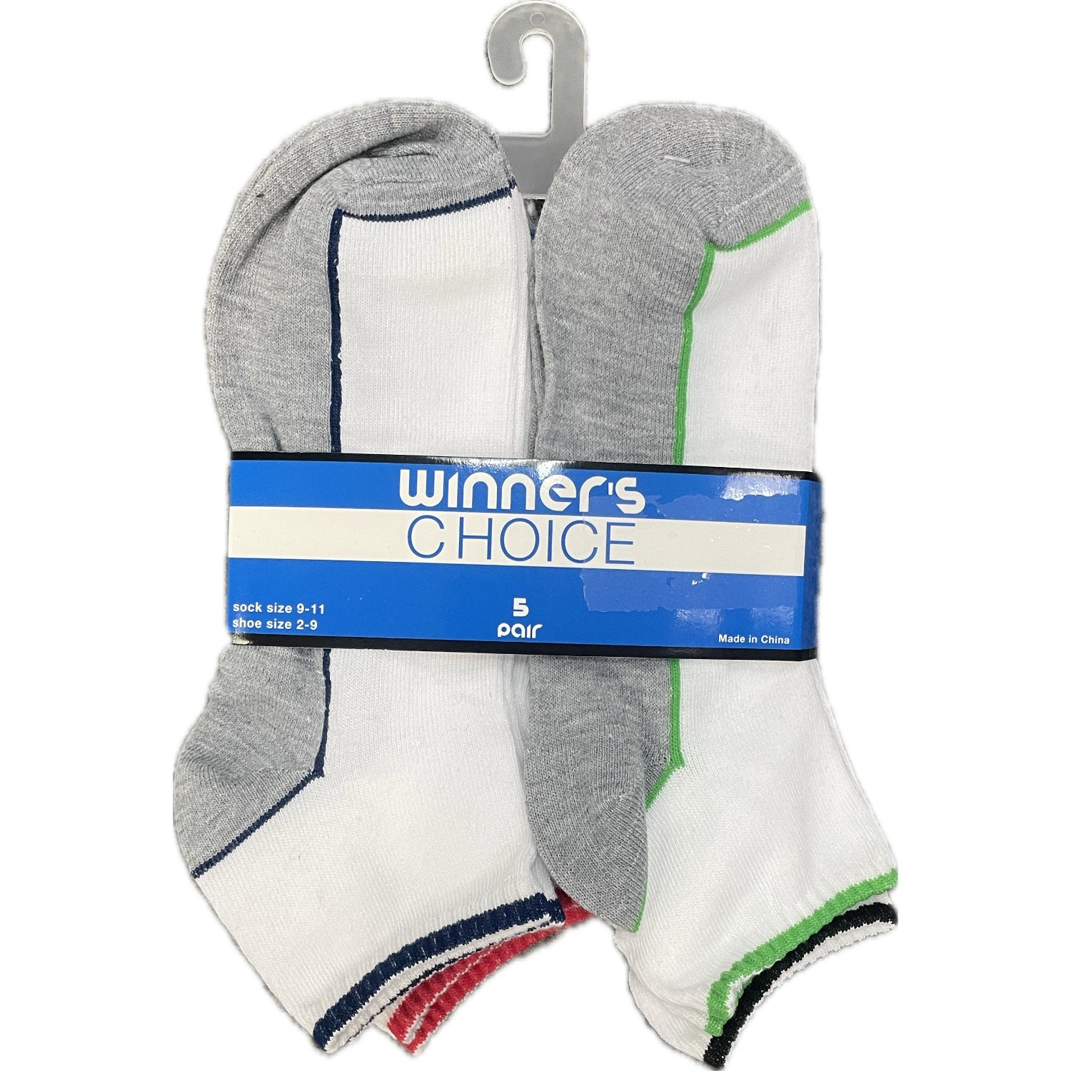 Winners Choice Piping Color Block Quarter Socks, Assorted - 5 Pack