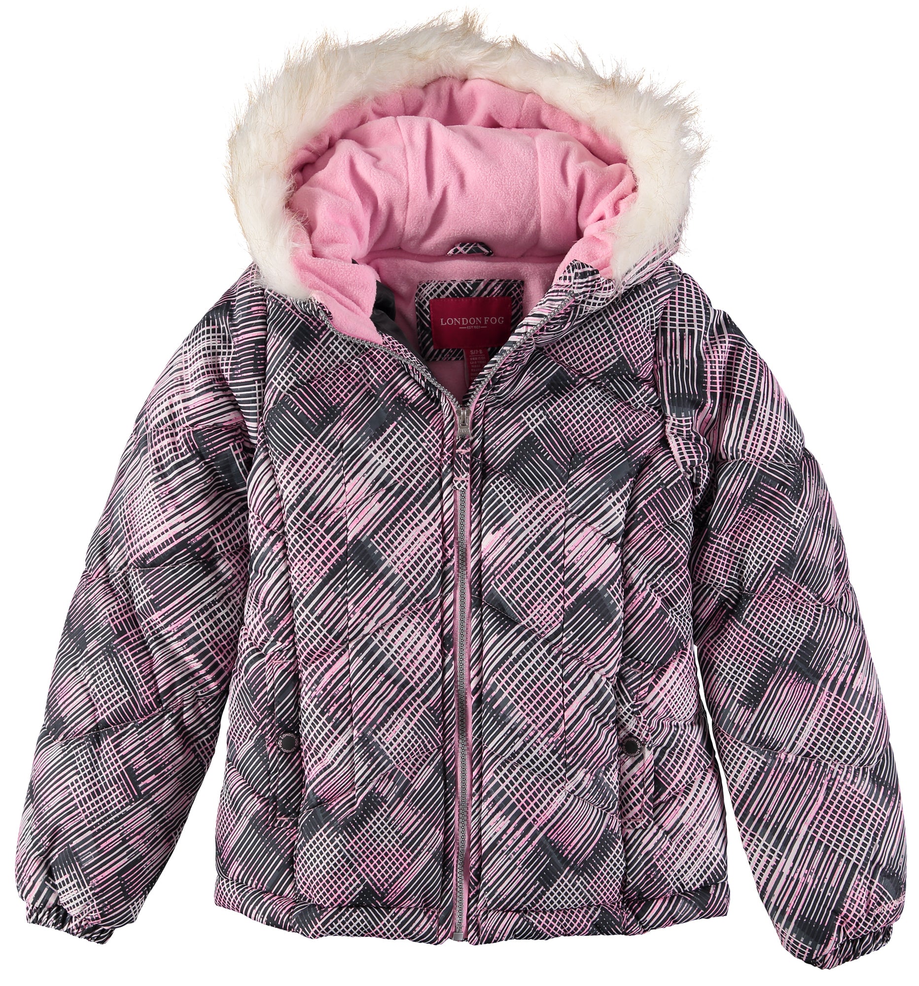 London Fog Girls 4-6X Bubble Jacket with Scarf