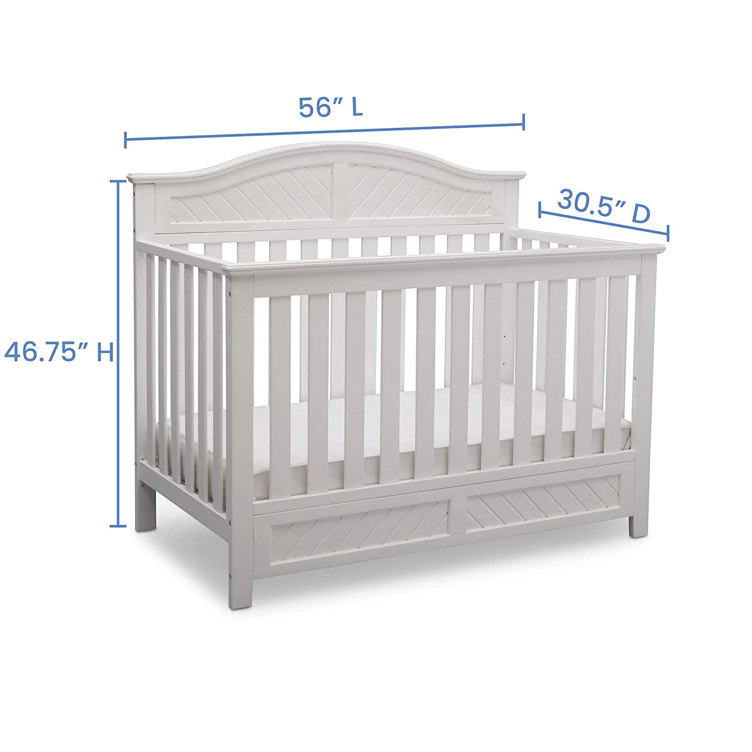 Delta Childrens Products Bennington Elite Curved 4-in-1 Convertible Crib, Bianca White