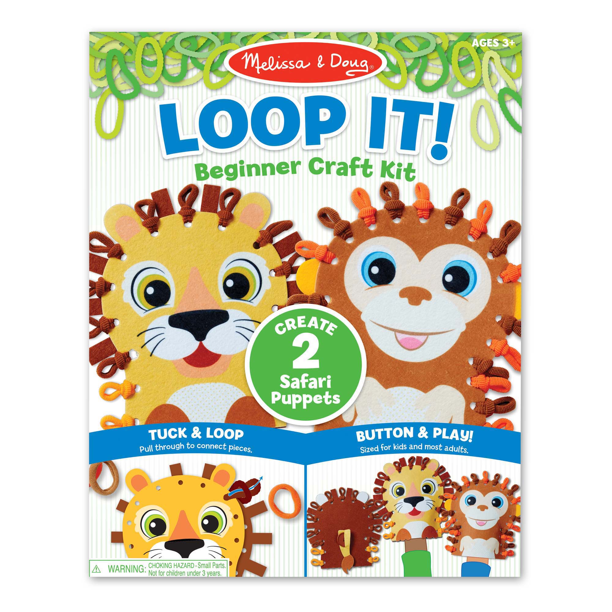 Melissa and Doug Loop It! Safari Puppets Beginner Craft Kit