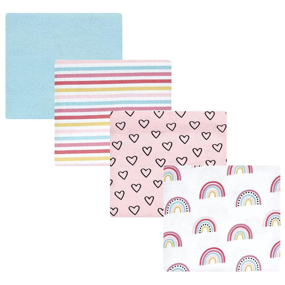 Hudson Baby 4 Pack Cotton Flannel Receiving Blankets